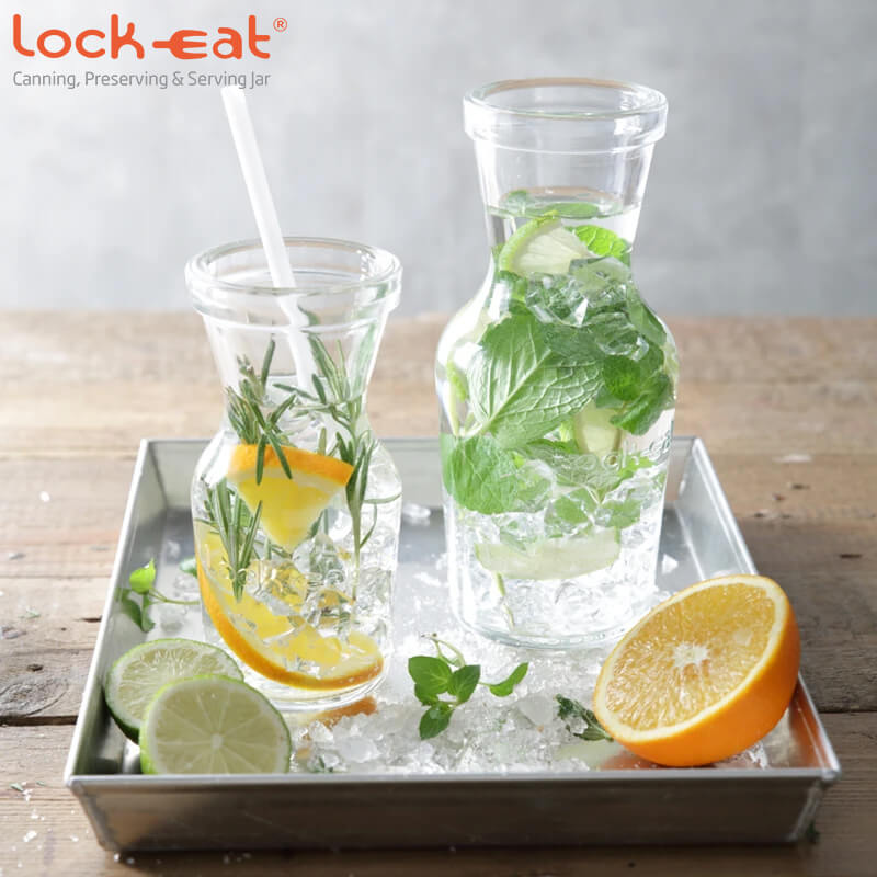 25 Cl Bormioli Luigi Lock Eat Caraffa In Vetro Set 12 Pezzi