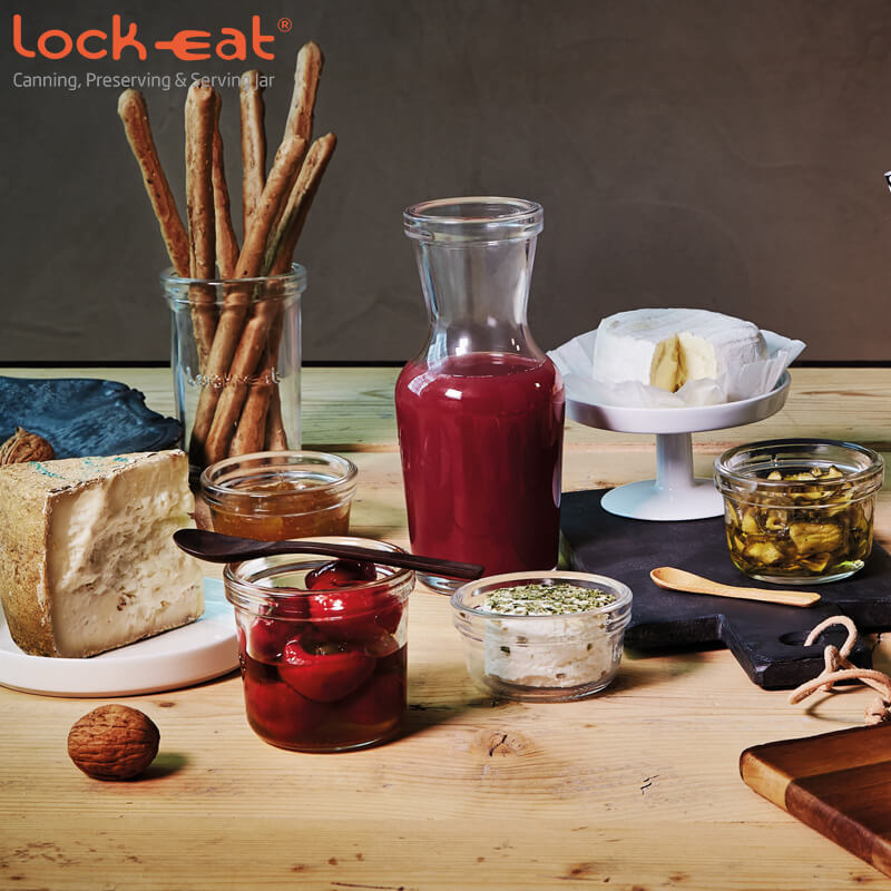 25 Cl Bormioli Luigi Lock Eat Caraffa In Vetro Set 12 Pezzi