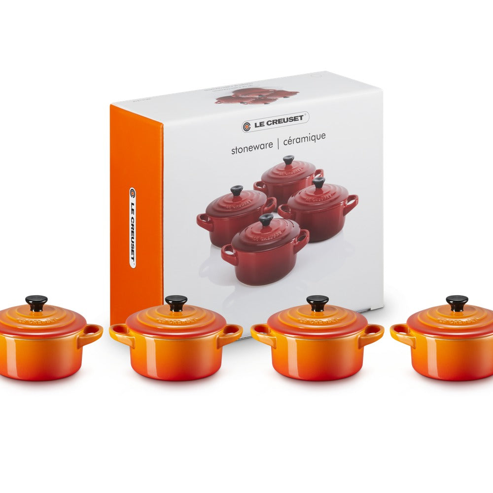 10 cm - Mini Cocotte Casserole Ronde En Grès Émaillé - Ensemble 4 Pcs