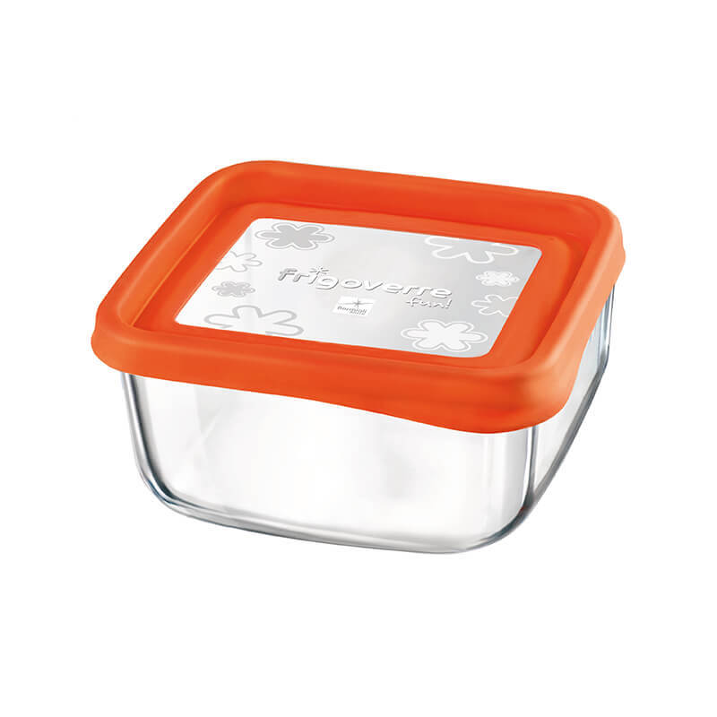 15X15 Cm Bormioli Rocco Frigoverre Fun Contenitore Per Alimenti Quadrato In Vetro