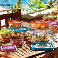 19X19 Cm Bormioli Rocco Frigoverre Fun Contenitore Per Alimenti Quadrato In Vetro