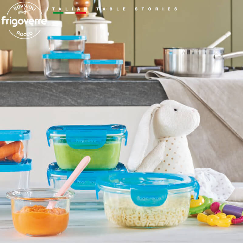 10X10 Cm Bormioli Rocco Frigoverre Classic Contenitore Per Alimenti Quadrato Set 3 Pz