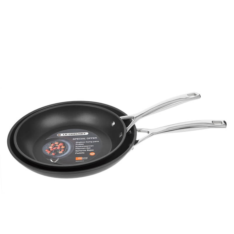 24 28 Cm Le Creuset Les Forgees Set Padelle Antiaderenti In Alluminio Set 2 Pz