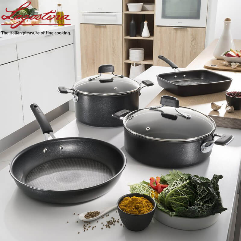 Lagostina Tempra Titanium Extreme Casseruola Alta Antiaderente In Alluminio Con Coperchio