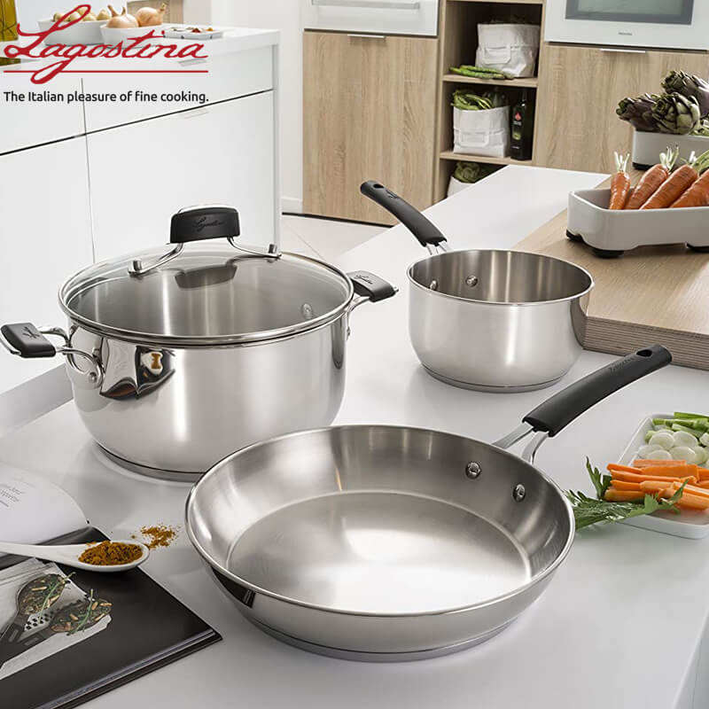 Lagostina Tempra Set Pentole In Acciaio Inox Set 6 Pz