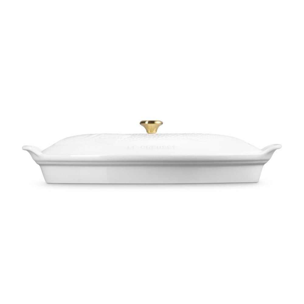 34 cm - Le Creuset Tradition Pesciera Ovale Con Coperchio In Gres Vetrificato