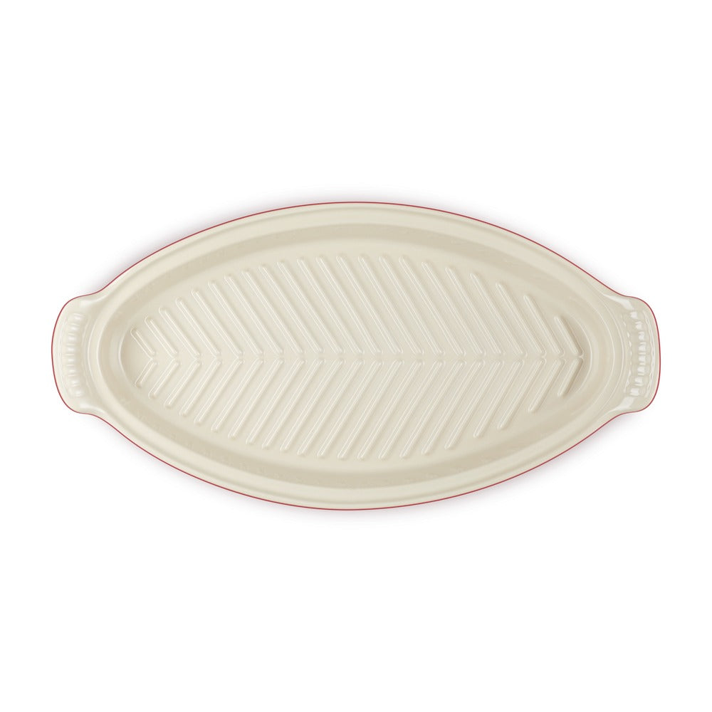 34 cm - Le Creuset Tradition Pesciera Ovale Con Coperchio In Gres Vetrificato