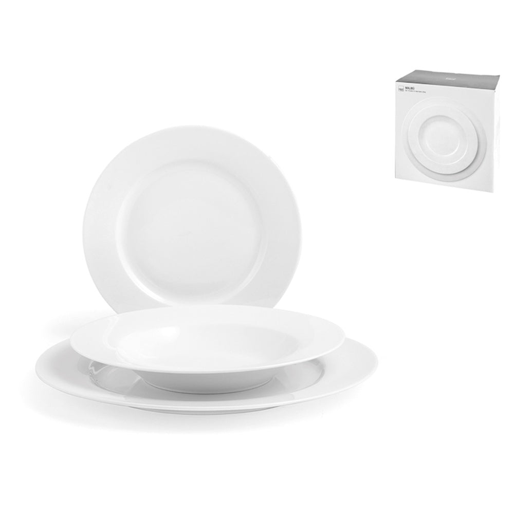 H&H Malibù Servizio Piatti In Porcellana - Set 18 Pz