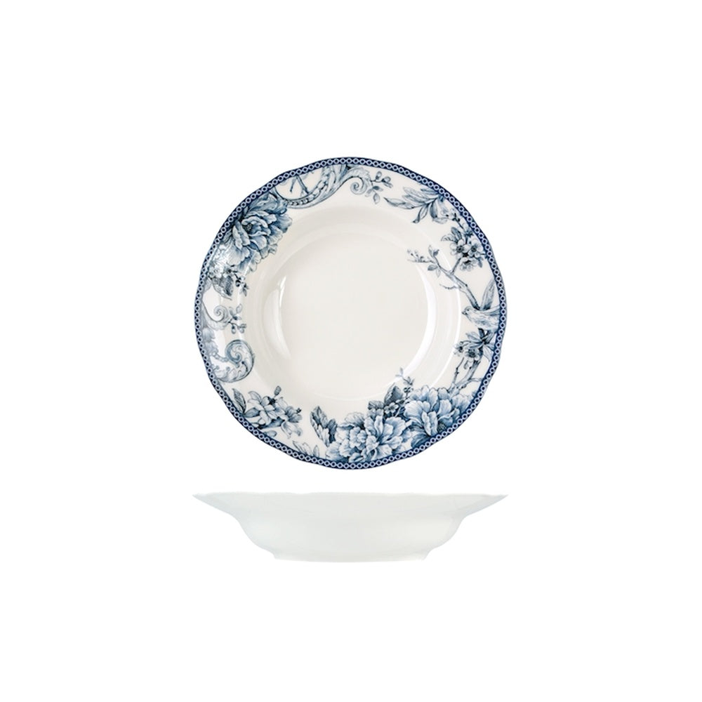 22.5 cm - H&H Kensington Piatto Fondo Decorato In Porcellana - Set 6 Pz