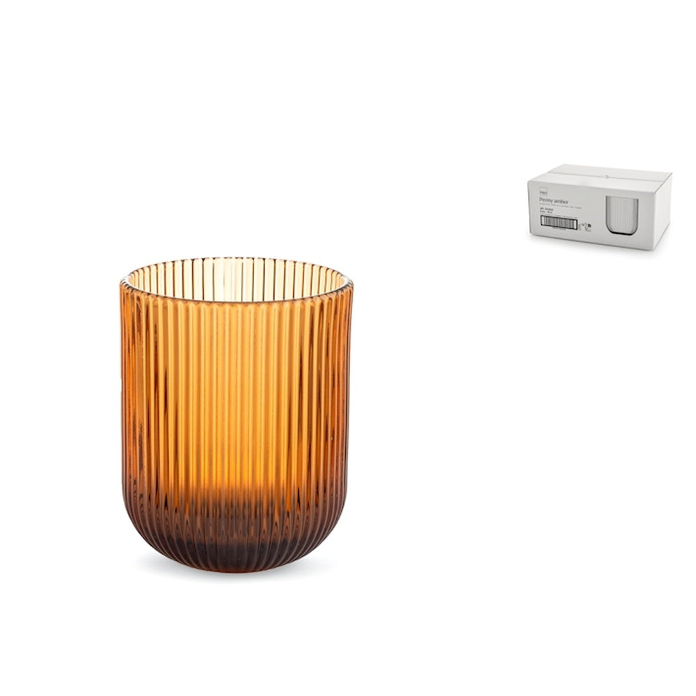 28 cl - H&H Peony Bicchiere Acqua In Vetro - Set 6 Pz