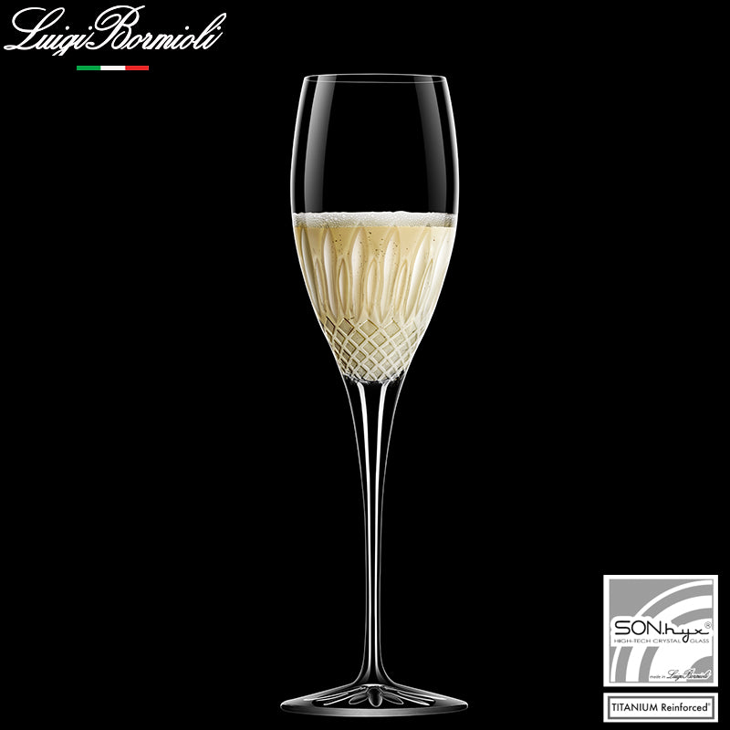 22 Cl Bormioli Luigi Diamante Calice Flute In Vetro Set 4 Pezzi