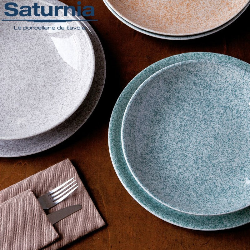 33 Cm Saturnia Granito Piatto Pizza In Porcellana Set 6 Pz