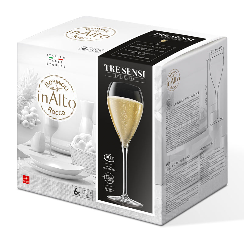21 5 Cl Bormioli Rocco Inalto Tre Sensi Calice Flute In Vetro Set 6 Pezzi