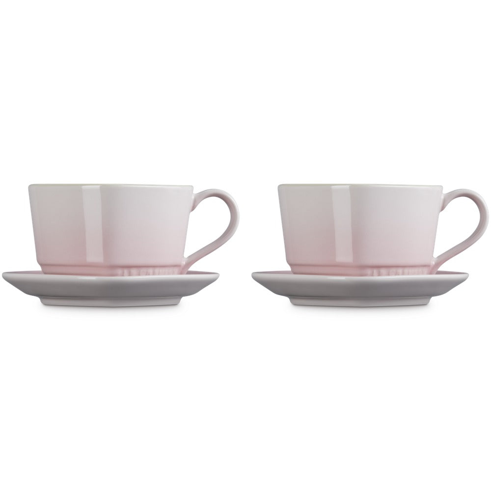 22 cl - Le Creuset Cuore Tazza Cappuccino Con Piattino In Gres Vetrificato Set 2 Pz