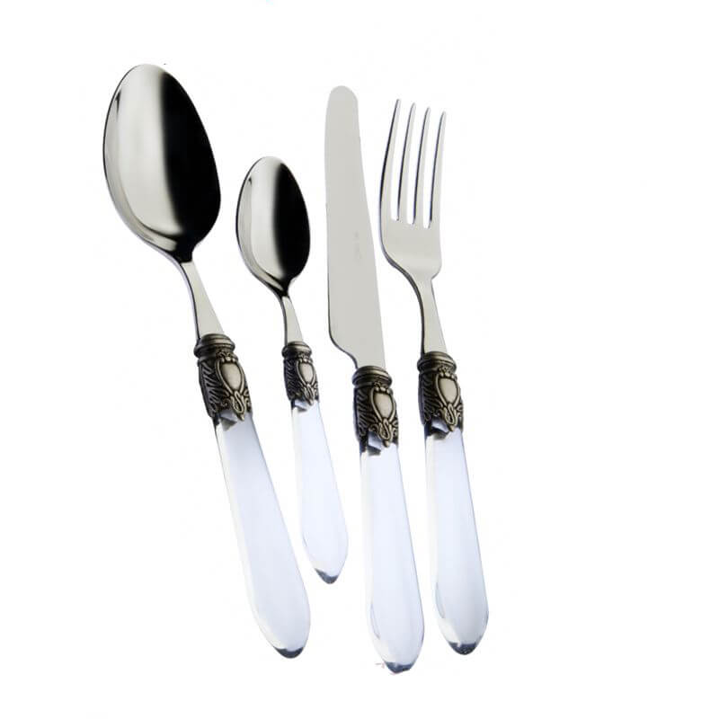 Bugatti Oxford Servizio Posate Ghiera Argentata Acciaio Inox Set 24 Pz