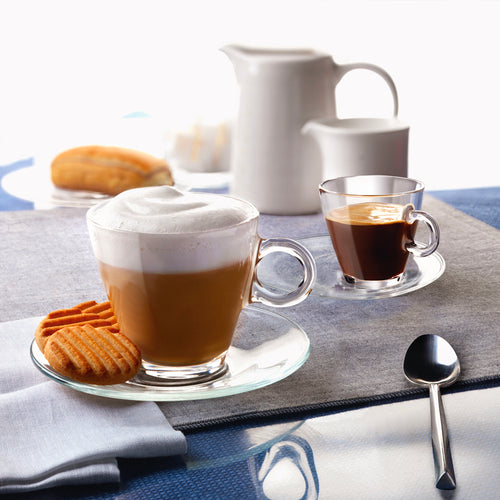 Bormioli Rocco Easy Bar Piattino Tazzina In Vetro Temperato Set 6 Pezzi