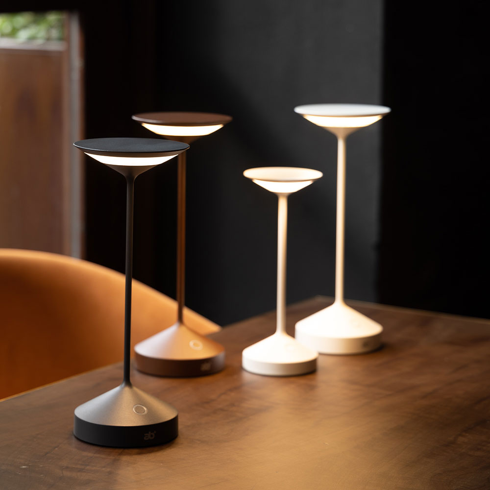 22 cm - Tempo Mini Lámpara de Mesa Recargable de Aluminio