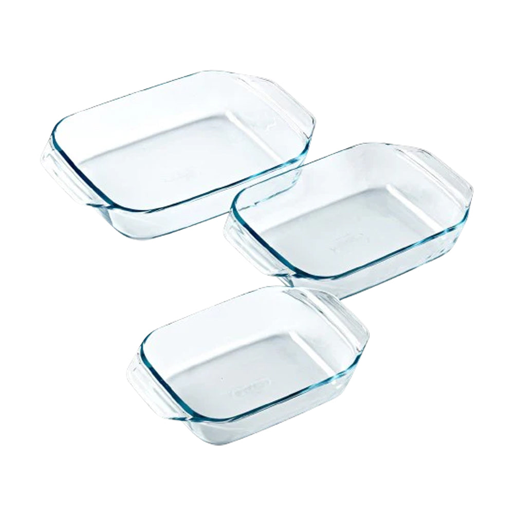 Irresistible Borosilicate Glass Rectangular Baking Dish Set - Set 3 Pieces