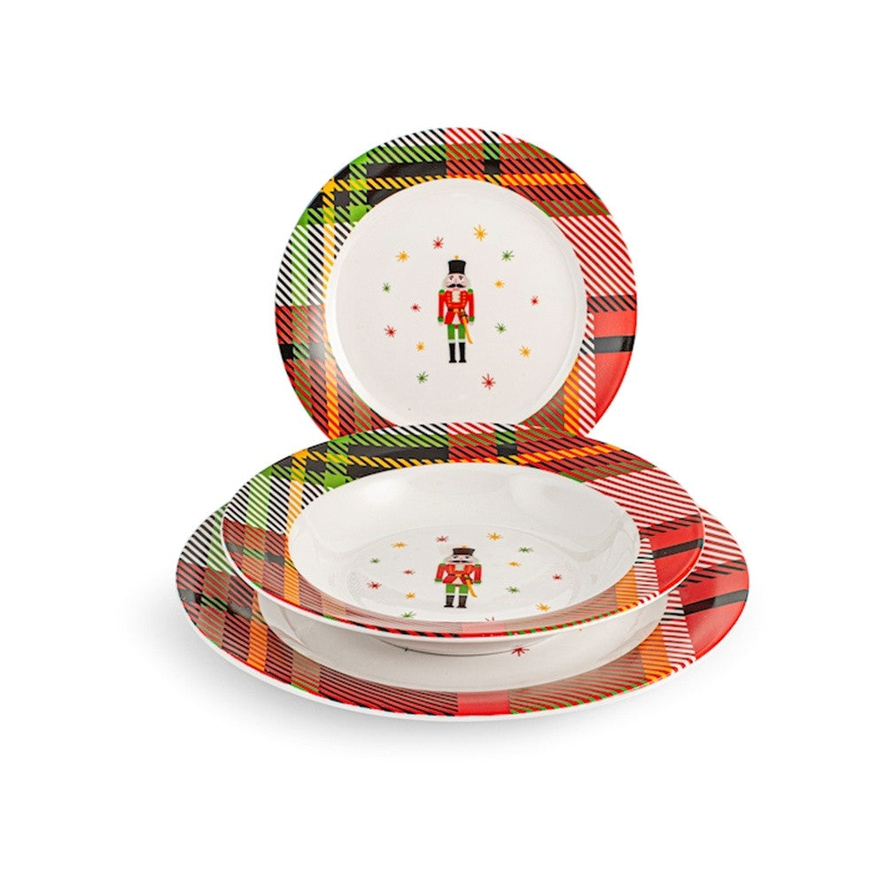 H&H Royal Soldatino Servizio Piatti In Porcellana - Set 18 Pz