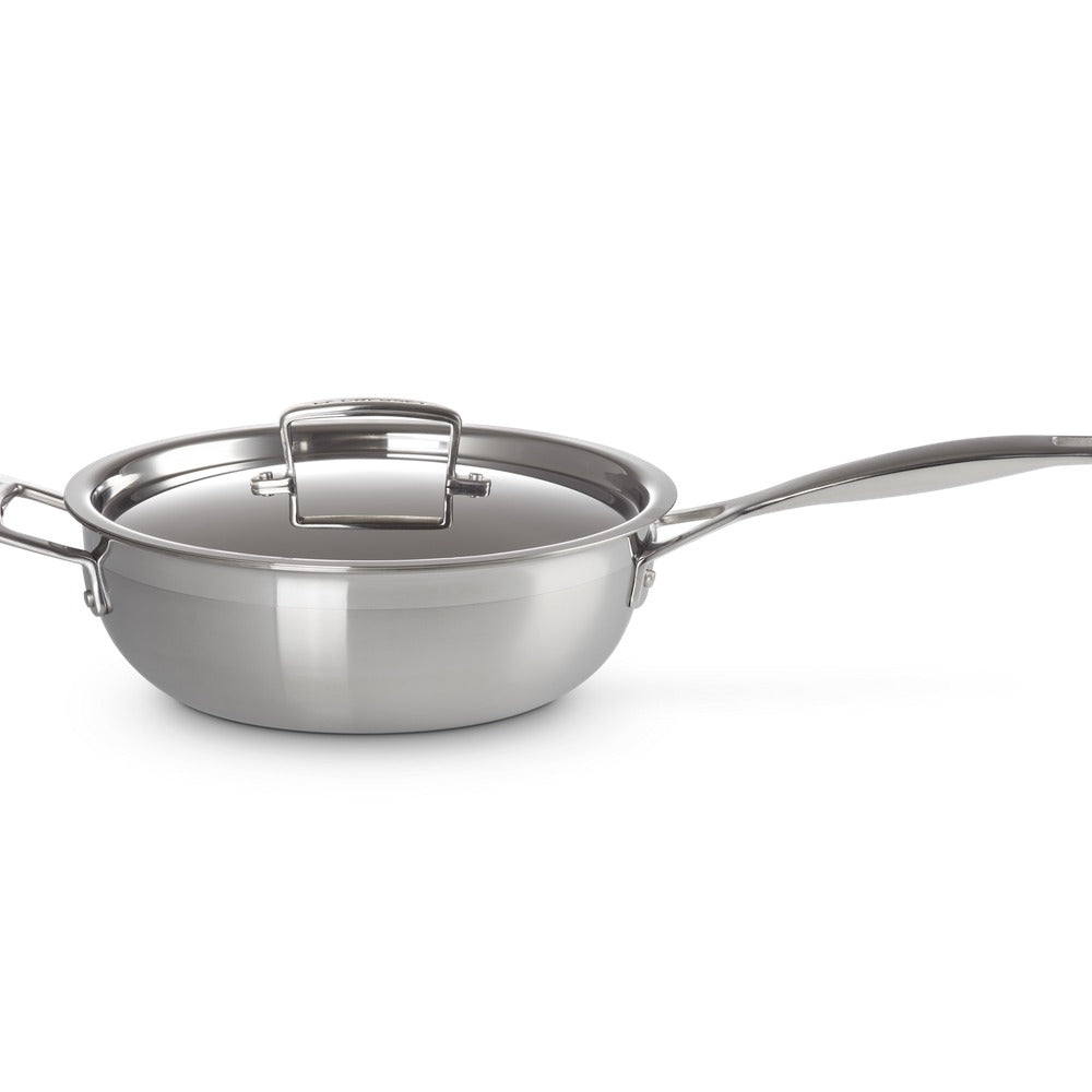 Le Creuset Acciaio Inox Padella Dello Chef Padella Alta Svasata Antiaderente Con Coperchio In Acciaio Inox