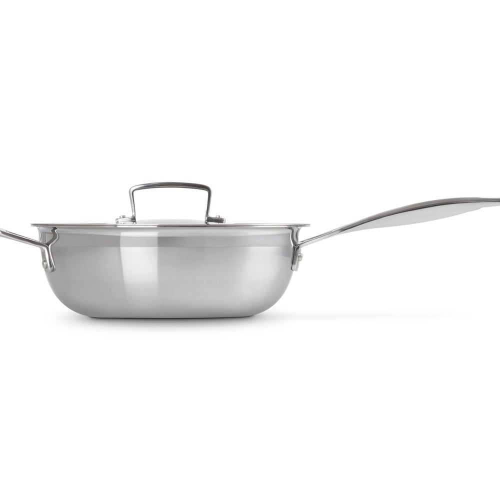 Le Creuset Acciaio Inox Padella Dello Chef Padella Alta Svasata Antiaderente Con Coperchio In Acciaio Inox