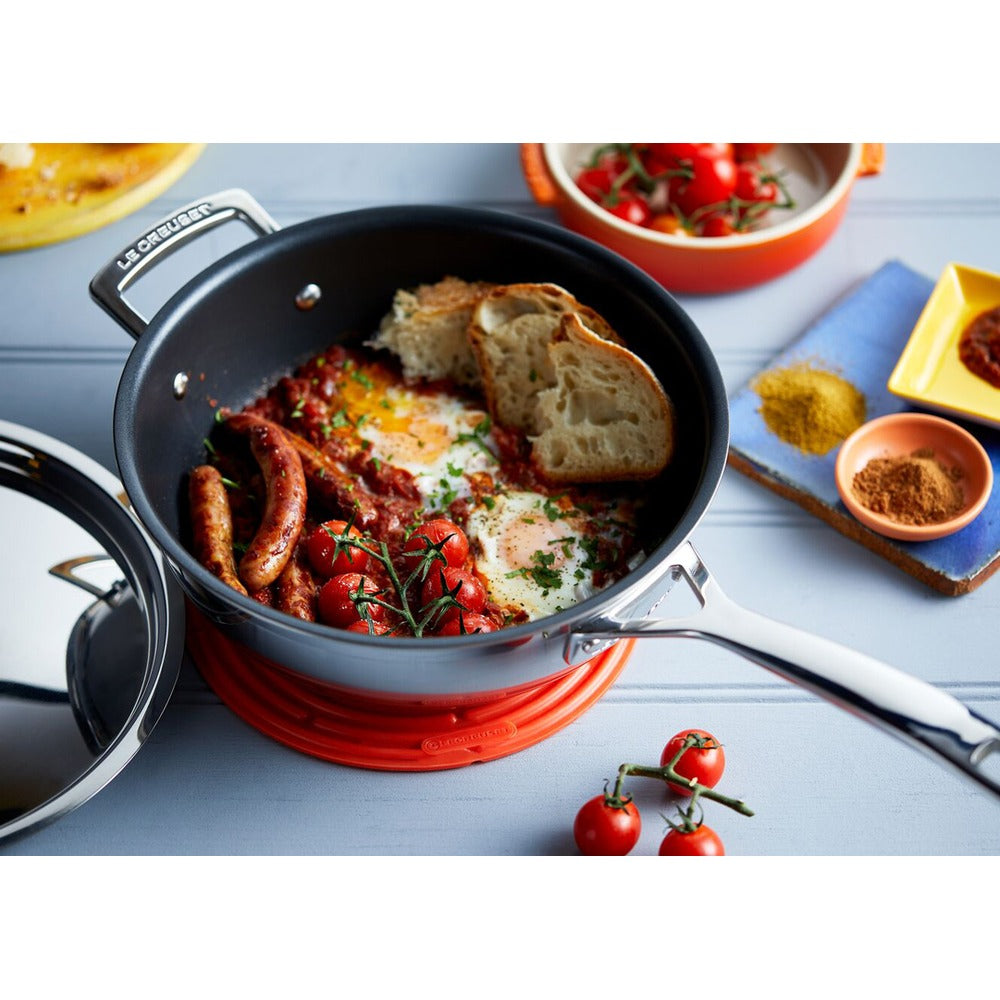 Le Creuset Acciaio Inox Padella Dello Chef Padella Alta Svasata Antiaderente Con Coperchio In Acciaio Inox