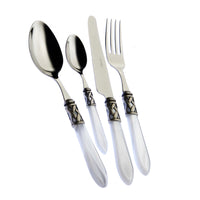 Bugatti Aladdin Servizio Posate Ghiera Argentata Acciaio Inox E Acrilico Set 24 Pz