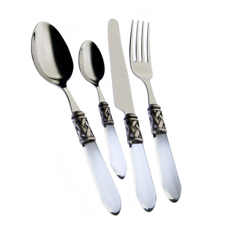 Bugatti Aladdin Servizio Posate Ghiera Argentata Acciaio Inox E Acrilico Set 24 Pz