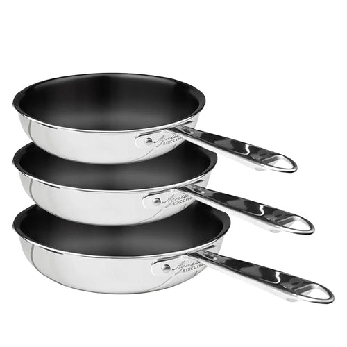 28-24-20 cm - Agnelli Alu-Inox Non-Stick Set de 3 sartenes altas Cónicas Antiadherentes En Aluminio con Mango de Acero Inoxidable - Set 3 piezas