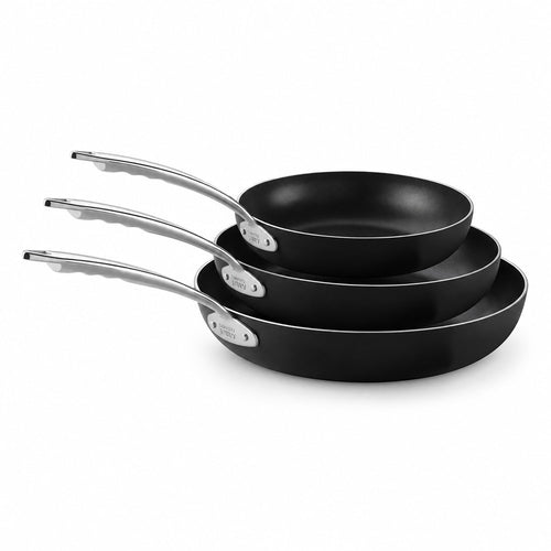 24-28-32 cm - Agnelli AlBlack Set de 3 sartenes altas Antiadherentes Inducción En Aluminio con Mango de Acero Inoxidable - Set 3 piezas
