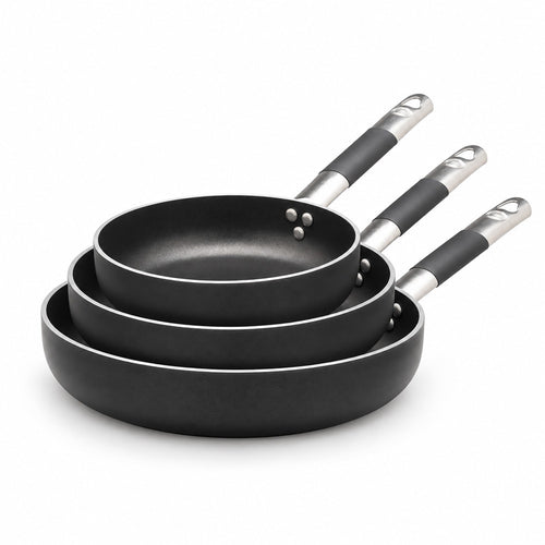 28-24-20 cm - Agnelli AlBlack Set de 3 sartenes altas Antiadherentes Inducción En Aluminio con Mango Cool Inox - Set 3 piezas