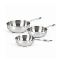 20-24-28 cm - Alu-Inox 3-Ply Set Hoge Sauteerpannen voor Romig Afwerken met AluInox Handgrepen - 3-delig