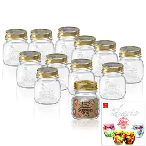15 cl - Quattro Stagioni Einmachglas mit Rezeptbuch - Set 12 Stk