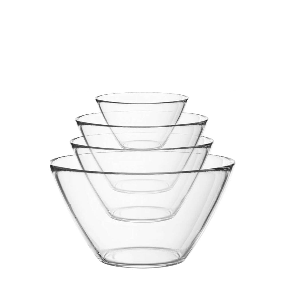 Basic glazen saladekom - set van 4