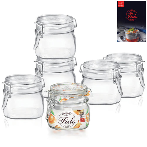 50 cl - Fido Vasetto Ermetico In Vetro Con Ricettario Fido - Set 6 Pz