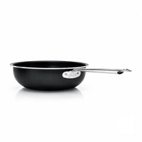 Agnelli Al Black 3mm Antiaderente Ceramic Pro Padella Alta Mantecare Induzione In Alluminio Con Manico Inox