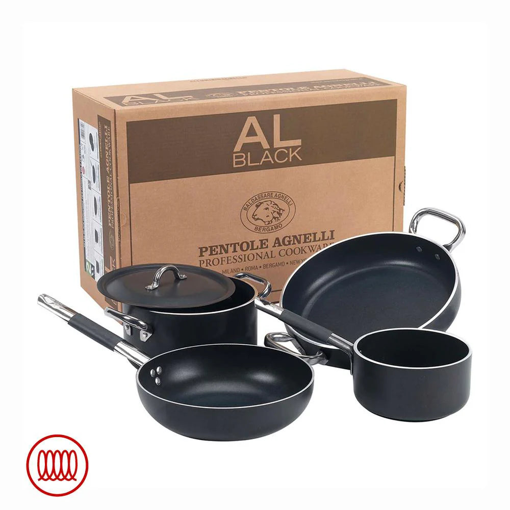 Agnelli Set Batteria Pentole Antiaderenti + Padella Alta AIBlack