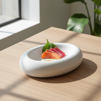 15x10 cm - Stone Oval Presentation Plate in Porcelain - Set 6 Pieces
