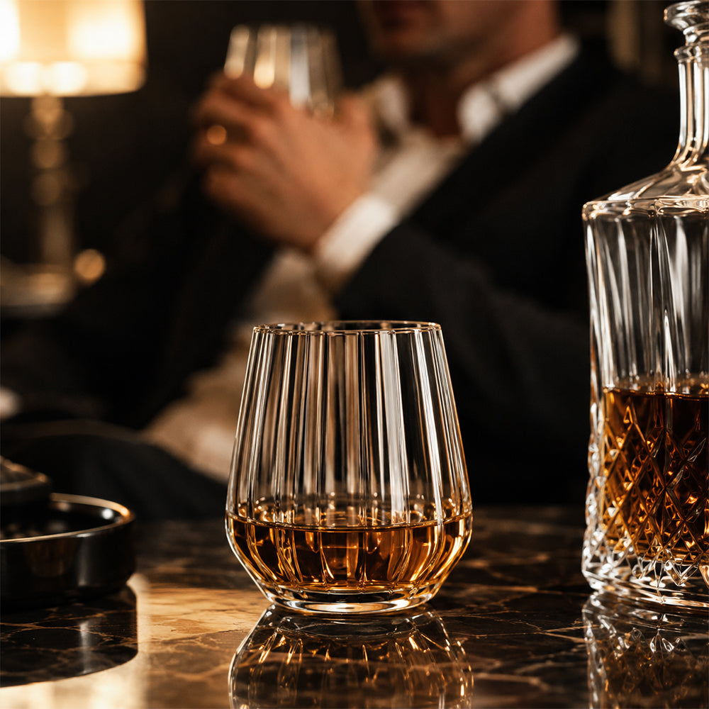 RCR Optiq bicchiere da whisky decorato per ghiaccio e cocktail