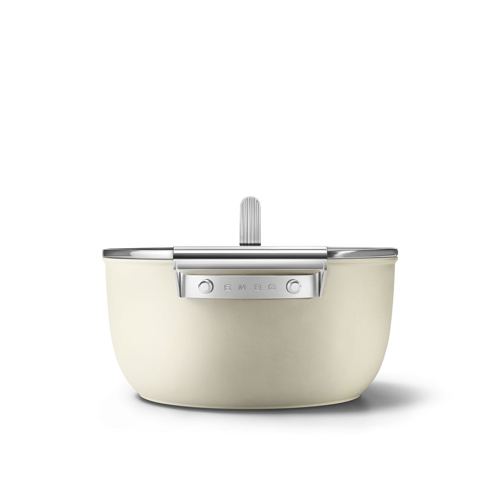 24 cm - Smeg Cookware Casseruola Alta Antiaderente Ceramico In Alluminio Con Coperchio