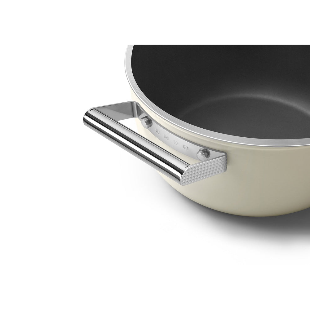 24 cm - Smeg Cookware Casseruola Alta Antiaderente Ceramico In Alluminio Con Coperchio