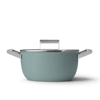 24 cm - Smeg Cookware Casseruola Alta Antiaderente Ceramico In Alluminio Con Coperchio