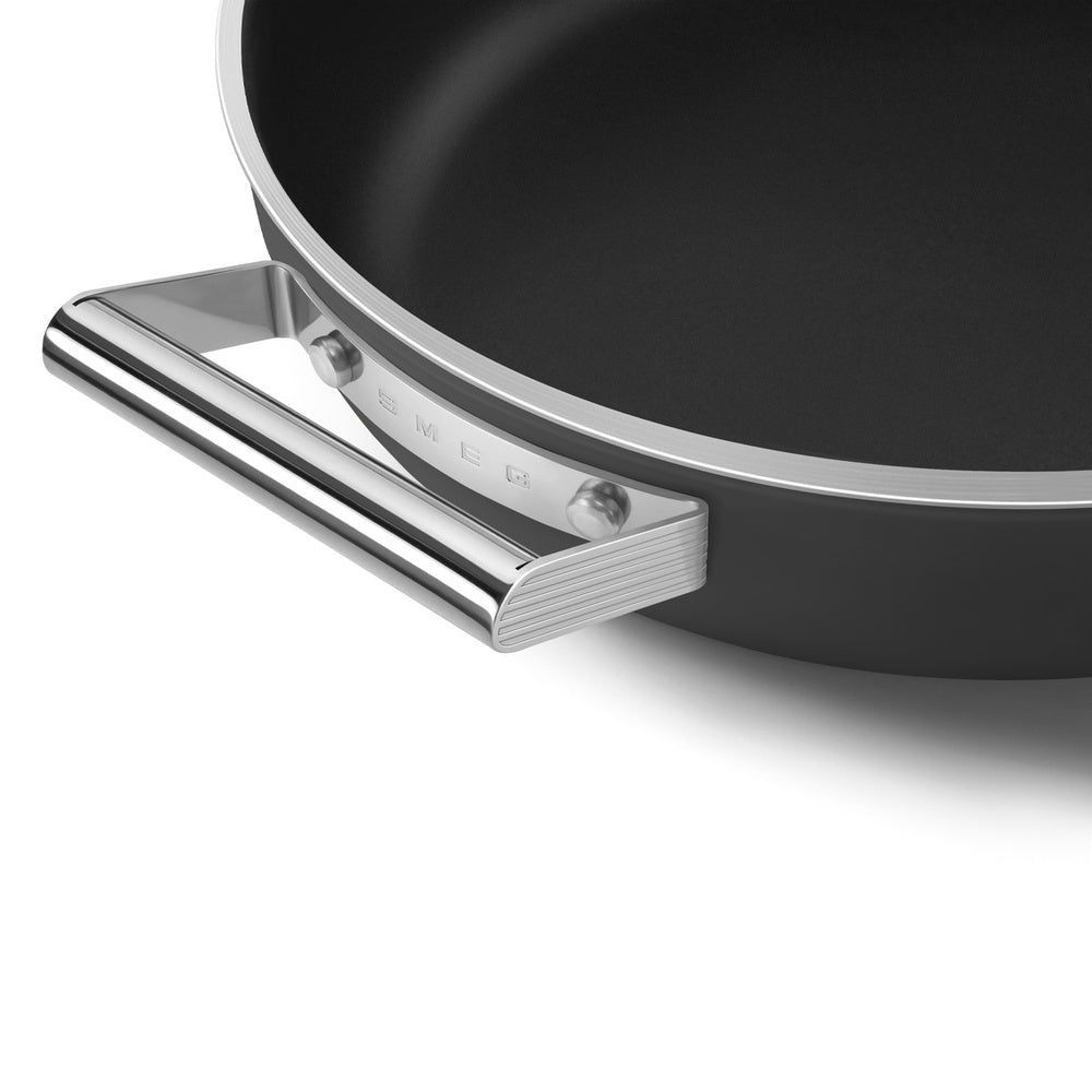28 cm - Smeg Cookware Tegame Basso Antiaderente Ceramico In Alluminio Con Coperchio