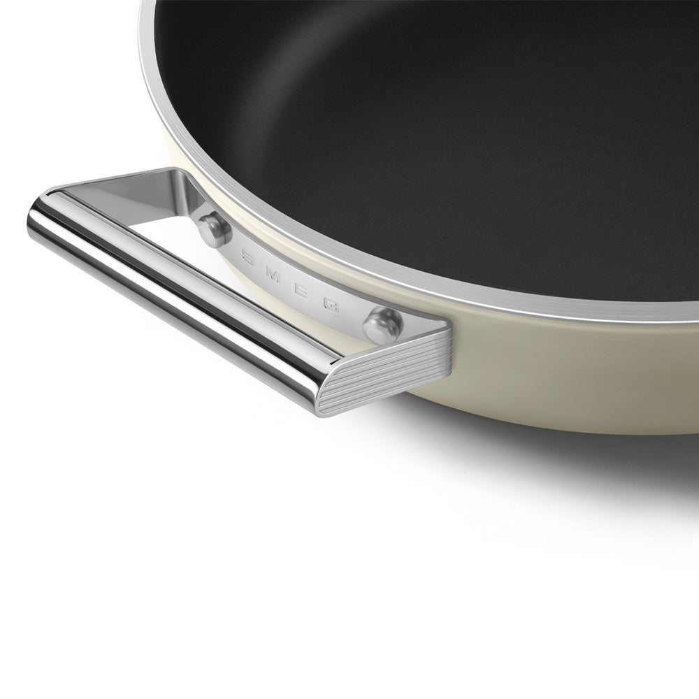 28 cm - Smeg Cookware Tegame Basso Antiaderente Ceramico In Alluminio Con Coperchio