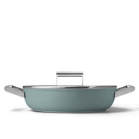 28 cm - Smeg Cookware Tegame Basso Antiaderente Ceramico In Alluminio Con Coperchio