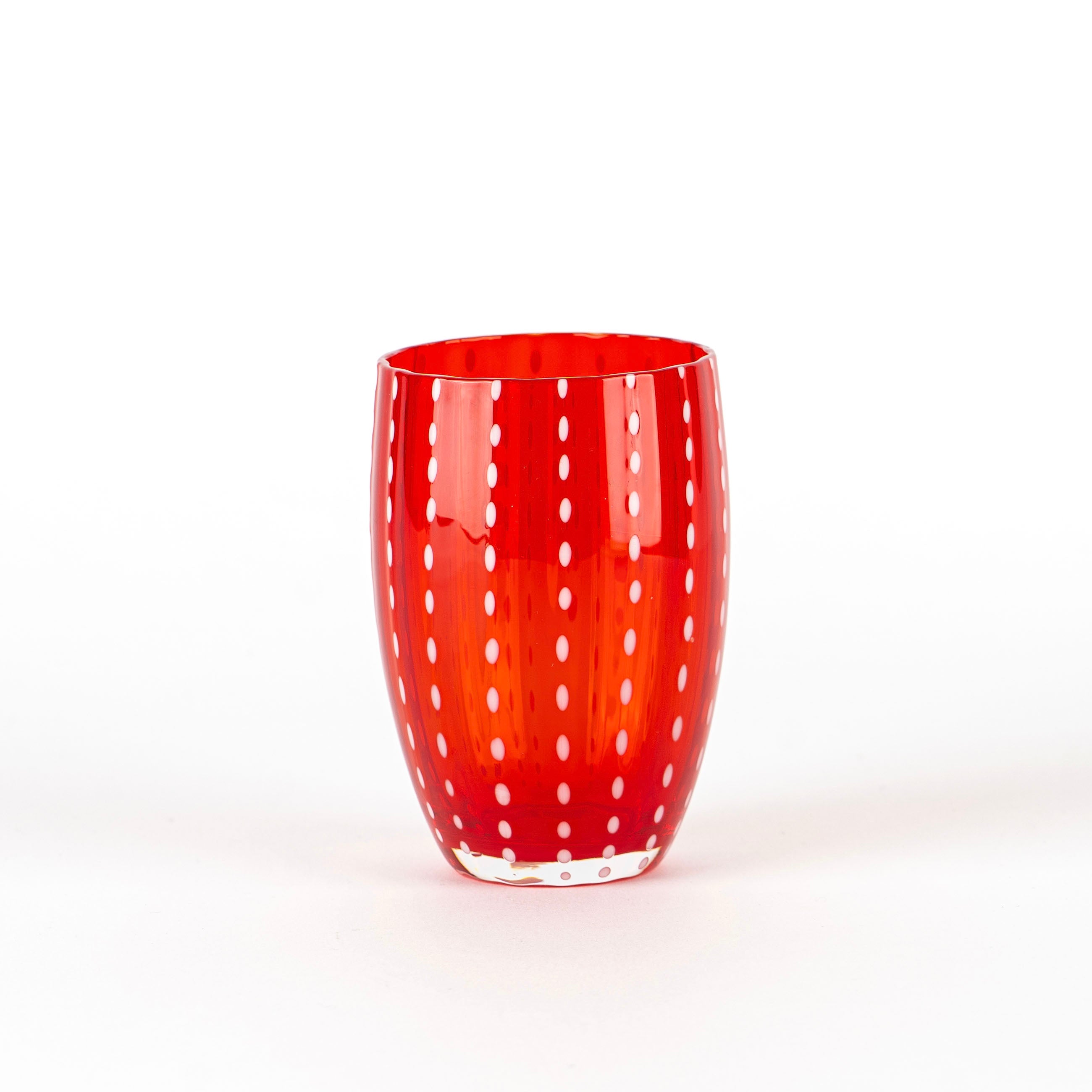 32 cl - Perle Water Glass with White Dots - Set 6 Pieces