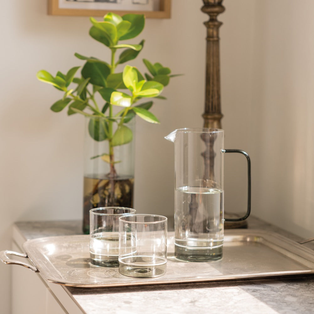 44 cl - Zafferano Filo Bianco Bicchiere Acqua Tumbler In Vetro Borosilicato Set 4 Pz