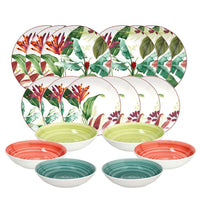 Madison Tropicalia Decorated Porcelain Dinnerware Set 18 Pcs