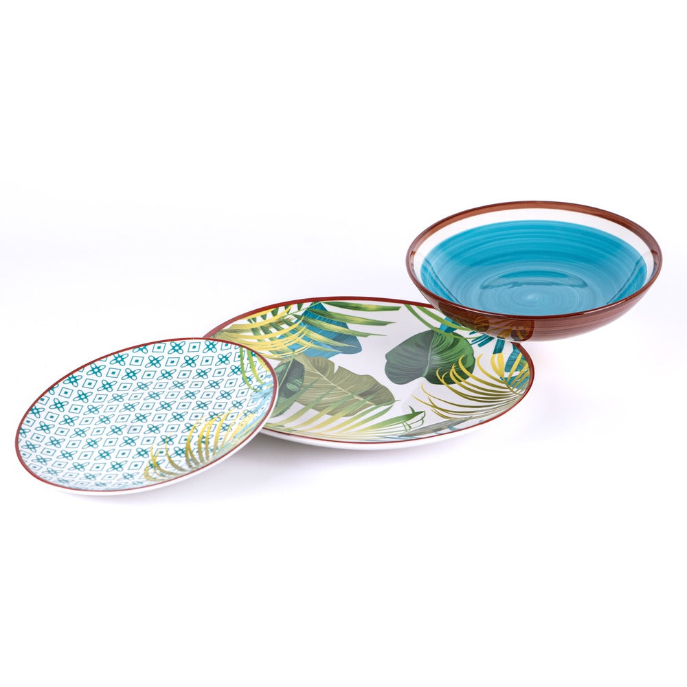 Metropolis Jungle Porcelain Dinnerware Set - Set 18 Pieces