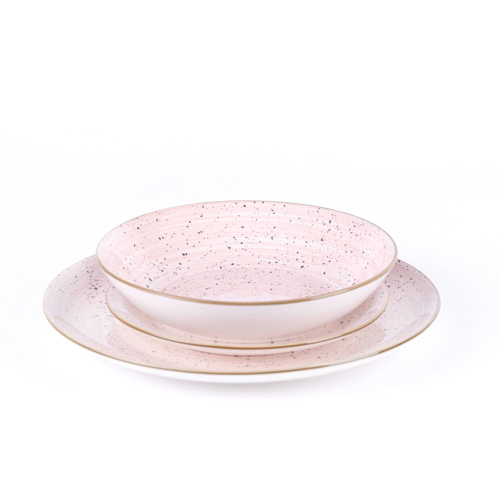 Metropolis Pepper Bamboo Dinnerware Set In Porcelain - Set 18 Pcs